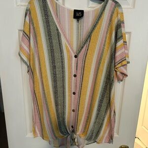 W5 Women's Multicolor Striped Button-Down Shirt